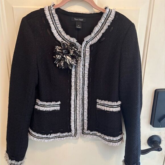 WHBM Sweater Cardigan with Polka Dot Trim size 8 - Picture 3 of 6